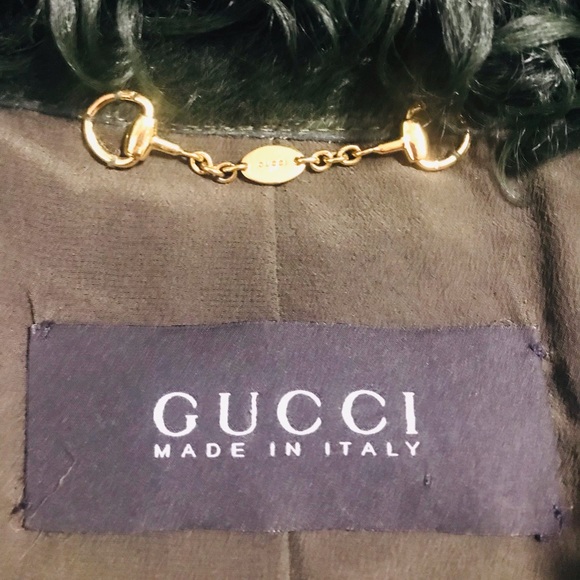 Authentic GUCCI Tom Ford 2014 Curly Shearling Fur Green Jacket Coat Med FRE GIFT - Picture 5 of 16